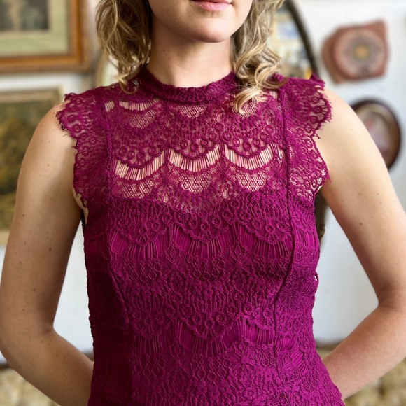 Intimately Free People FP Plum Bodycon Lace Dress Size Extra Small - Picture 2 of 4